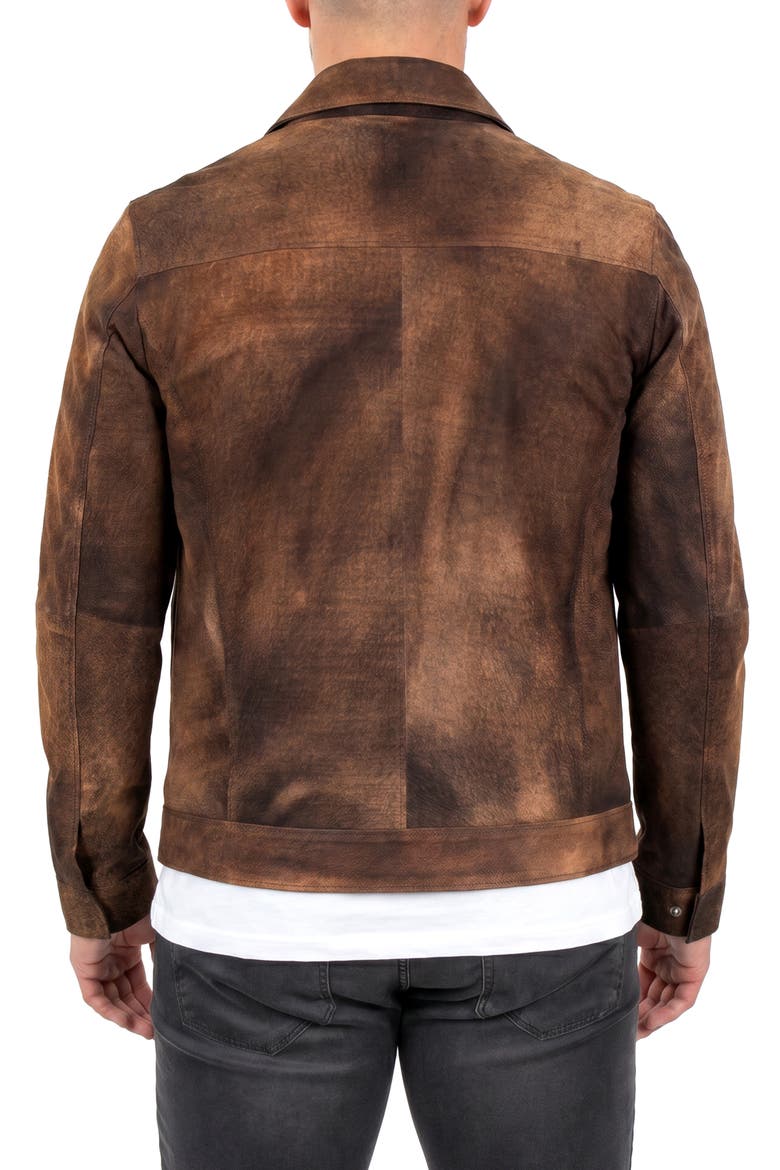 Weathered Leather Jacket, Alternate, color, BROWN