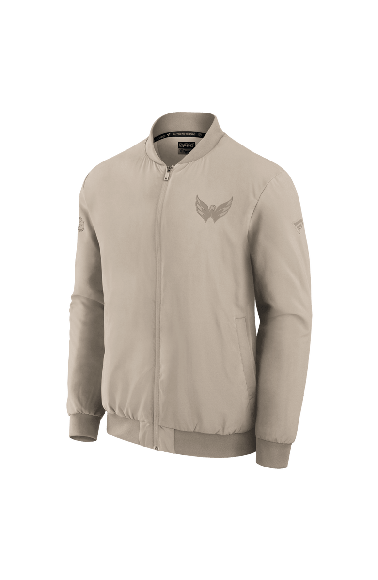 FANATICS Men's Fanatics Tan Washington Capitals Authentic Pro Road Lightweight Full-Zip Bomber Jacket, Alternate, color, Tan