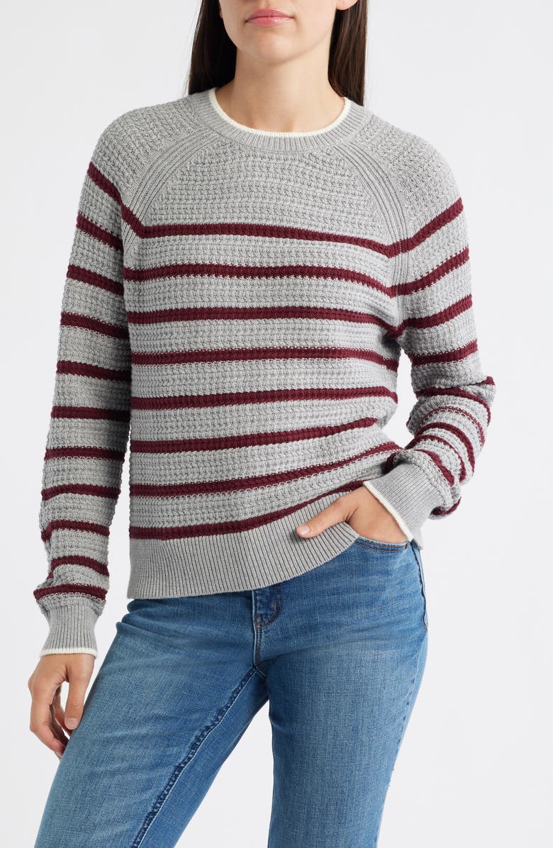 525 america Brooks Stripe Cotton Pullover Sweater, Main, color, Grey Mist Multi