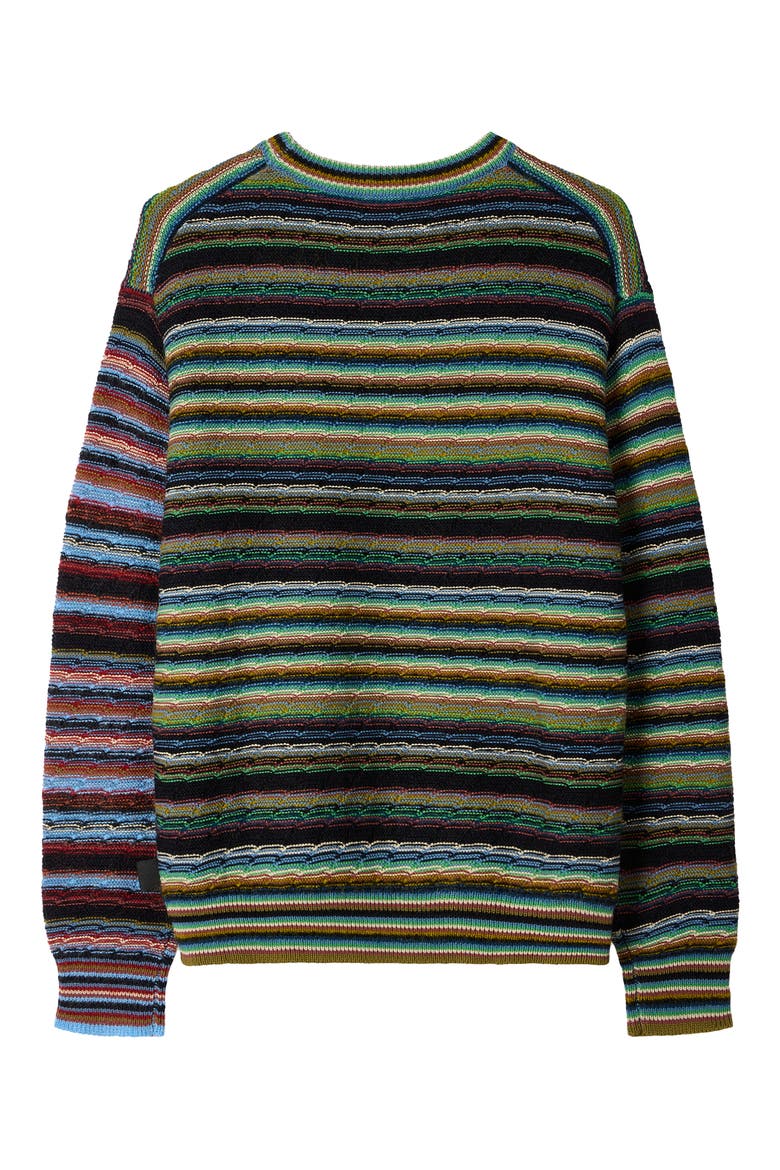 Striped Textured Crewneck Sweater, Alternate, color, MULTI COLORED