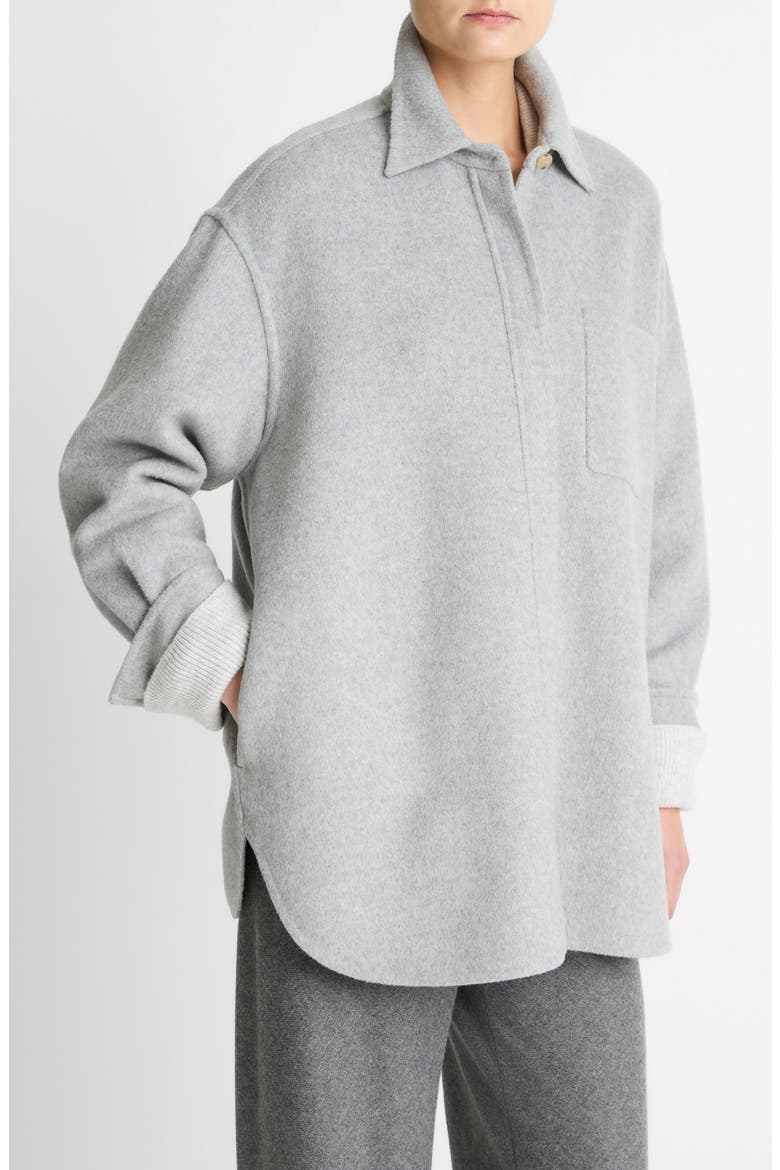 Double Face Wool Blend Shirt Jacket, Alternate, color, HEATHER GREY