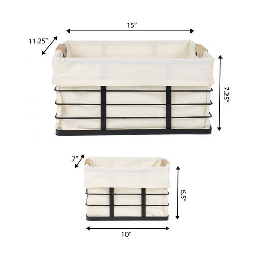 Happimess Callan Vintage Industrial Handmade Wire Metal Nesting Storage Baskets With Wood Handles An In Neutral