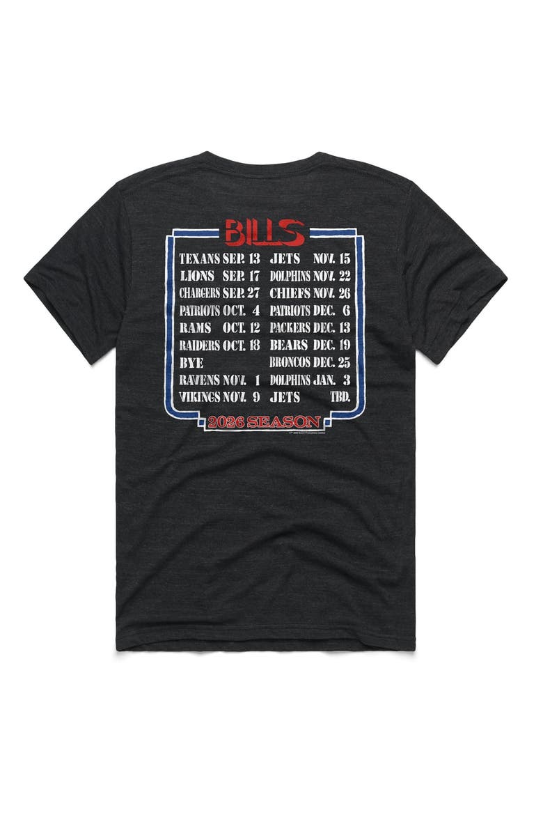 Unisex Homage Charcoal Buffalo Bills 2026 NFL Schedule Queen Tri-Blend T-Shirt, Alternate, color, Charcoal