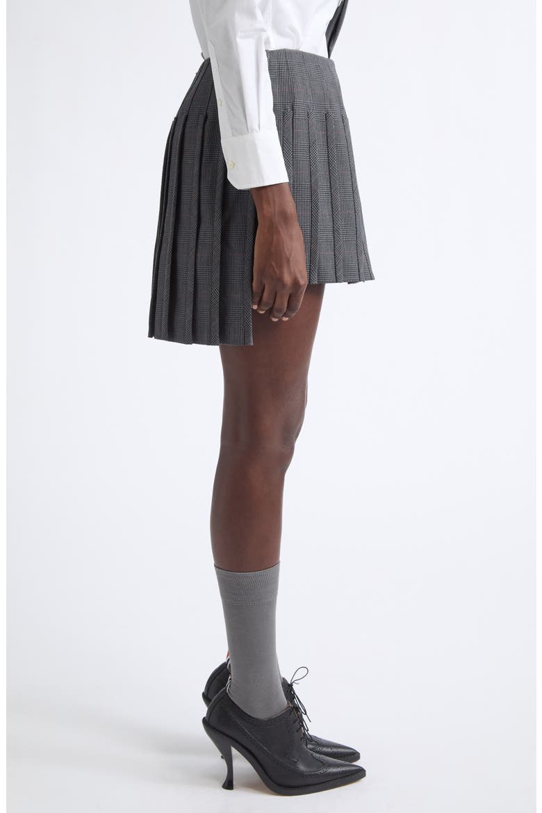Plaid Low Rise Pleated Miniskirt, Alternate, color, DARK GREY