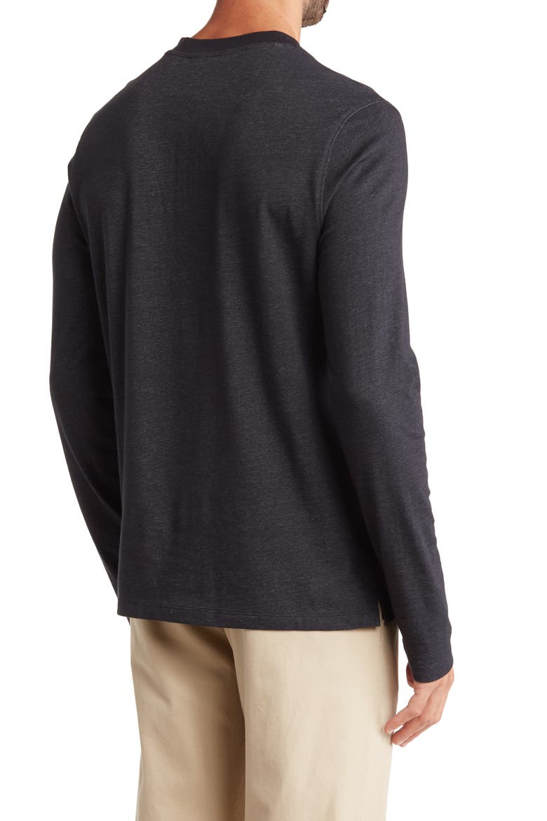 Plated Long Sleeve Henley, Alternate, color, BLACK