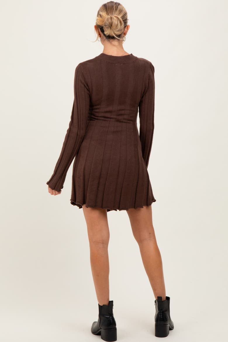 Wide Rib Maternity Mini Dress, Alternate, color, Brown