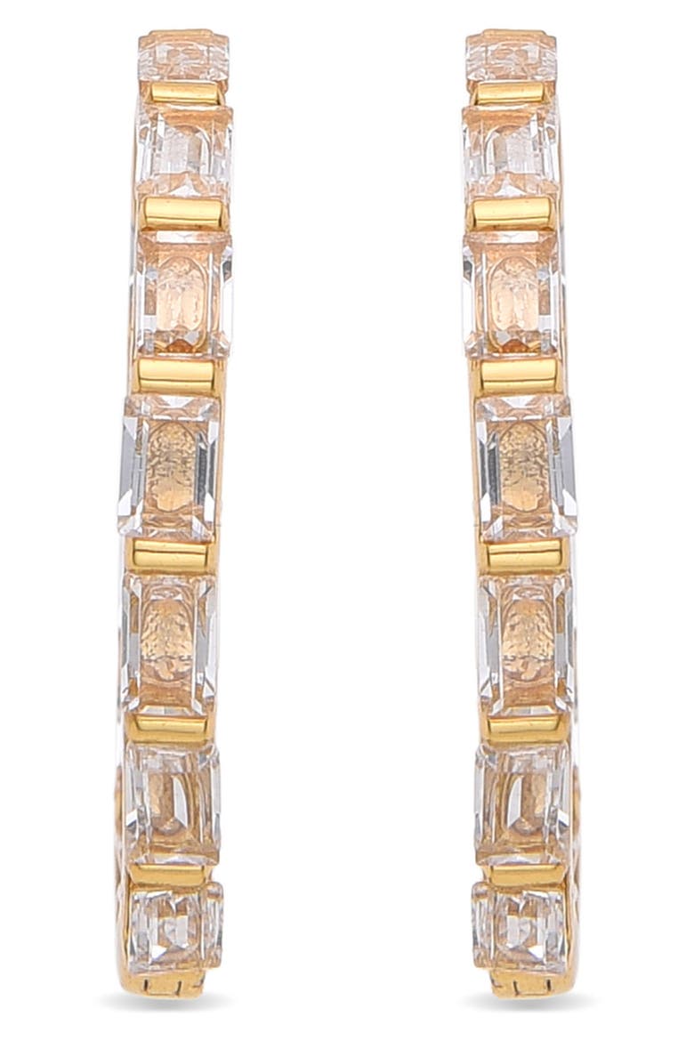 Soline Cubic Zirconia Hoop Earrings, Alternate, color, GOLD