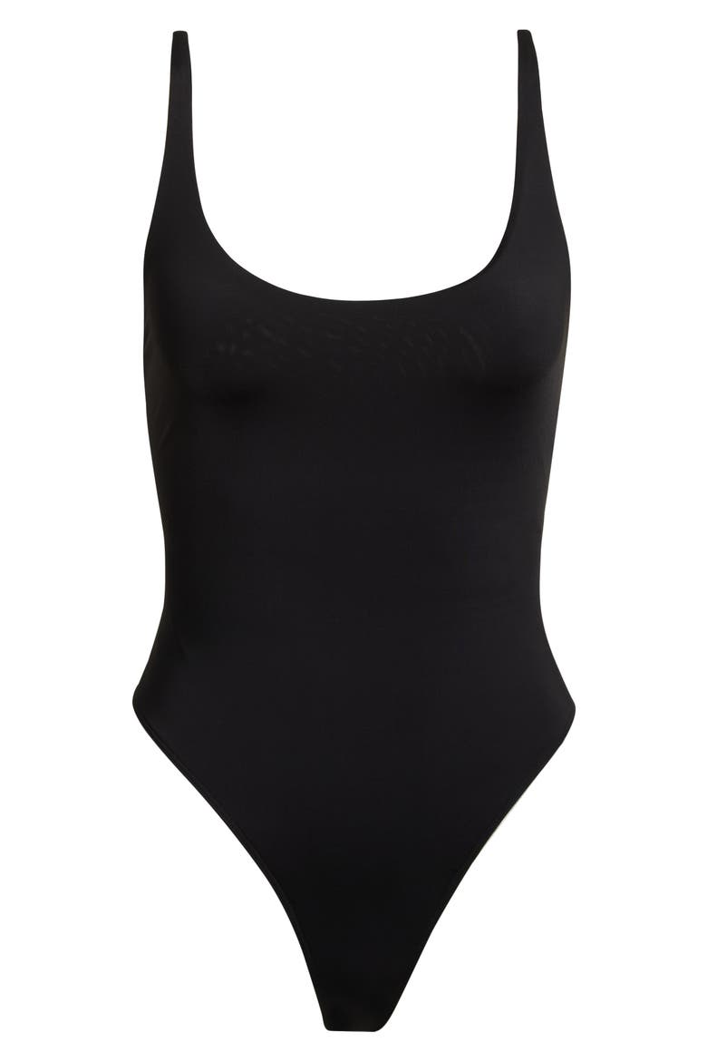 Rena Sleeveless Stretch Nylon Bodysuit, Alternate, color, BLACK