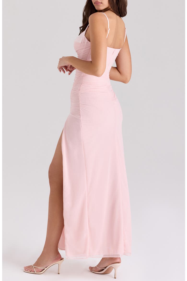 Lini Corset Chiffon Gown, Alternate, color, SOFT PINK