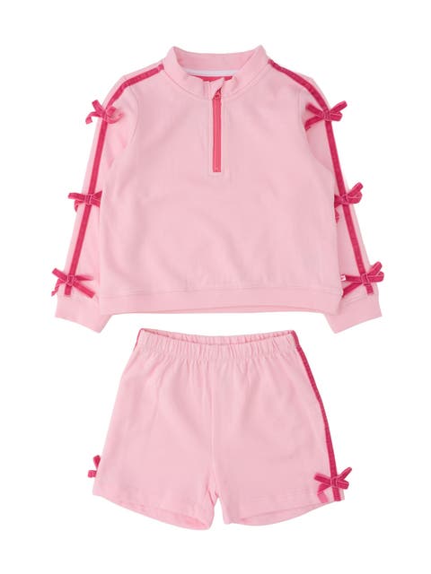 Fleece Bow Quarter Zip & Shorts Set