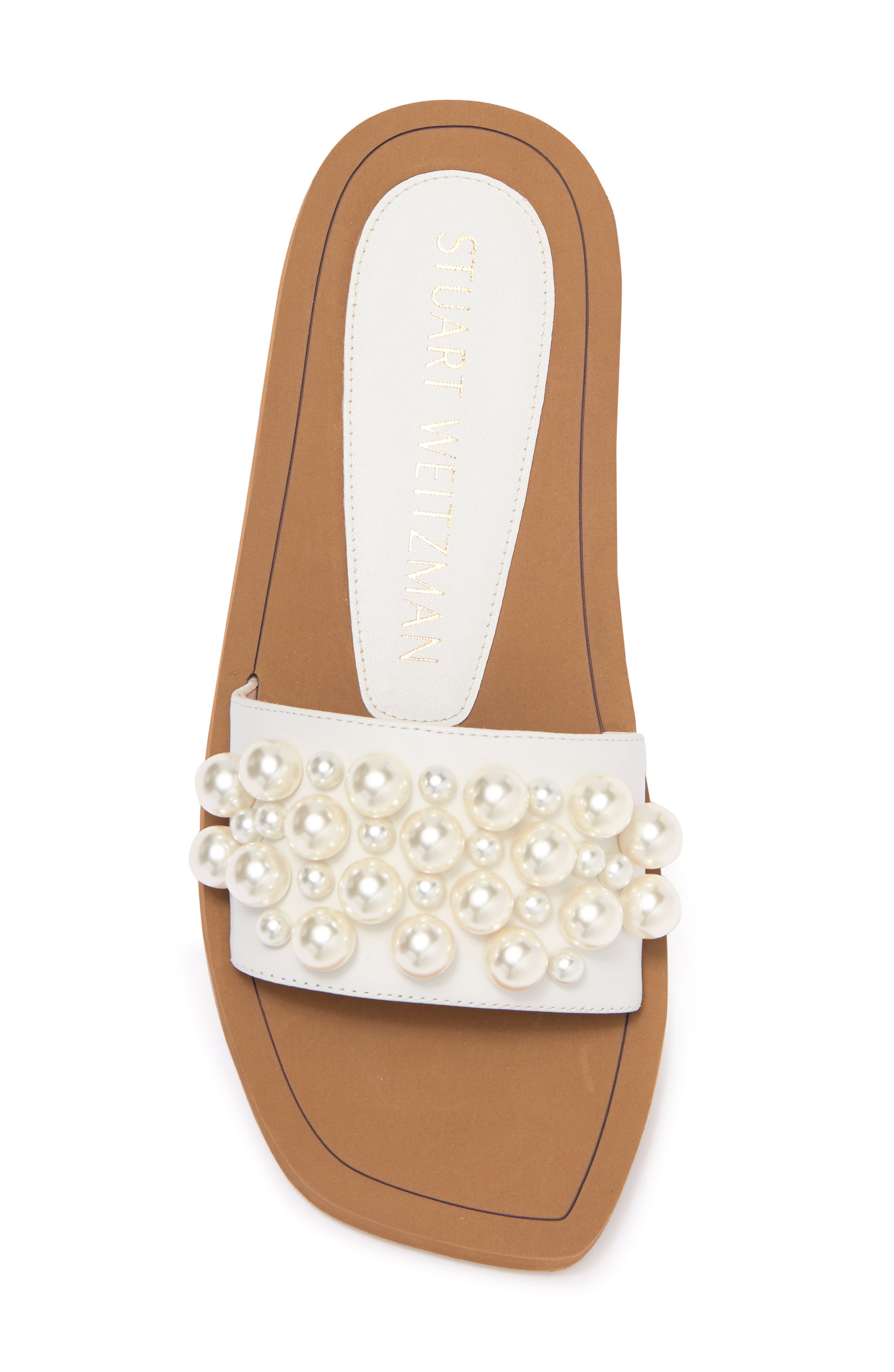 Stuart Weitzman Goldie Imitation Pearl Slide, Alternate, color, 