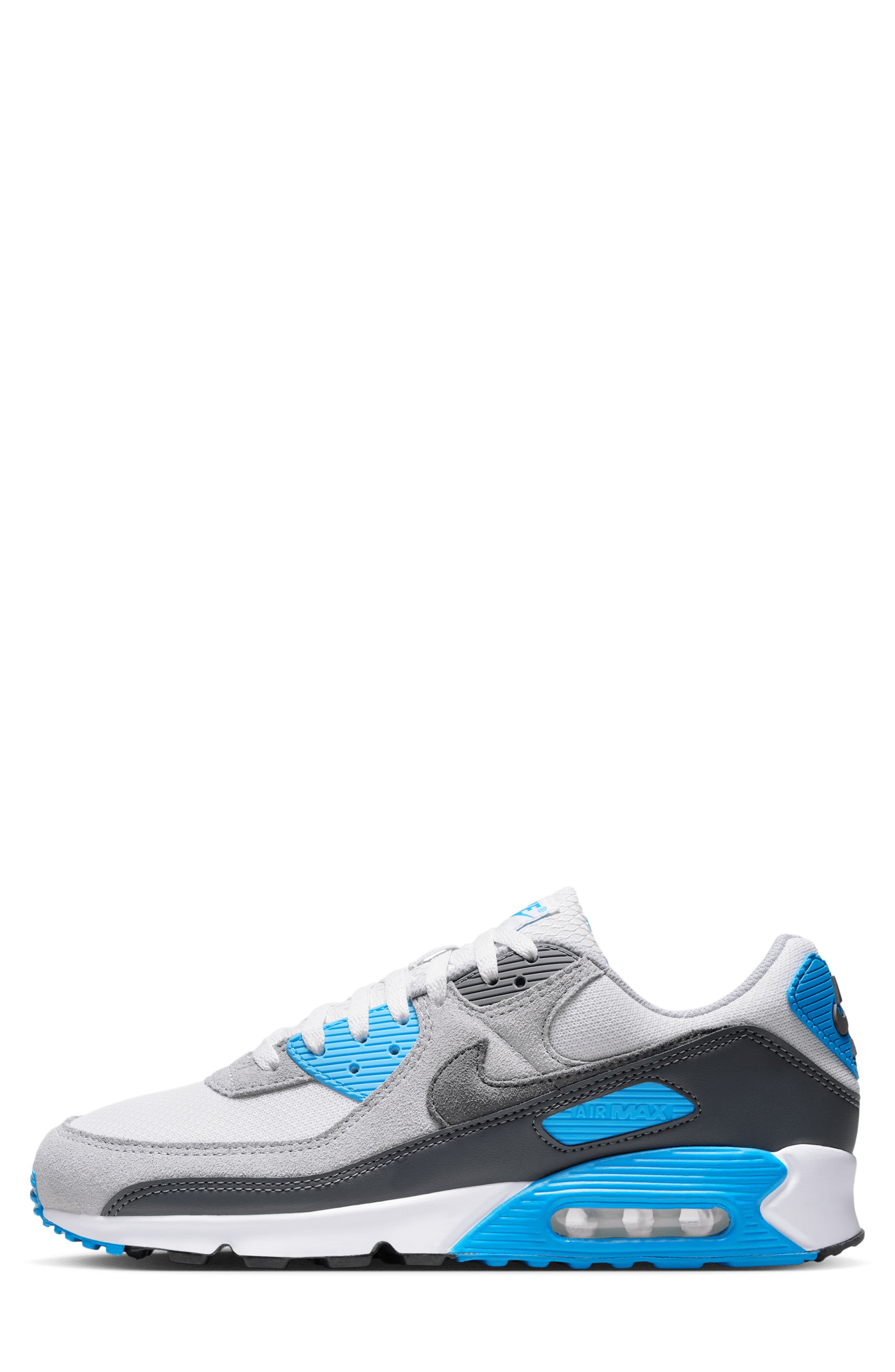 Nike Air Max 90 Sneaker, Alternate, color, Platinum Tint/ Blue Lightning