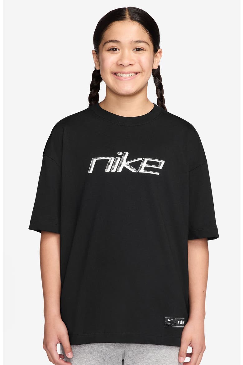 Kids' Oversize Cotton Graphic T-Shirt, Main, color, 010 BLACK