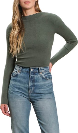 Mock Neck Rib Sweater