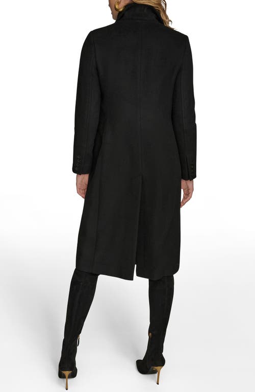 Donna Karan New York Tailored Double Breasted Wool Blend Coat In Black