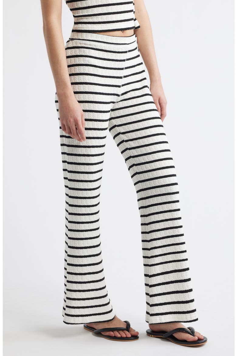 Bobbi Stripe Flare Pants, Alternate, color, BLACK/ OFF WHITE