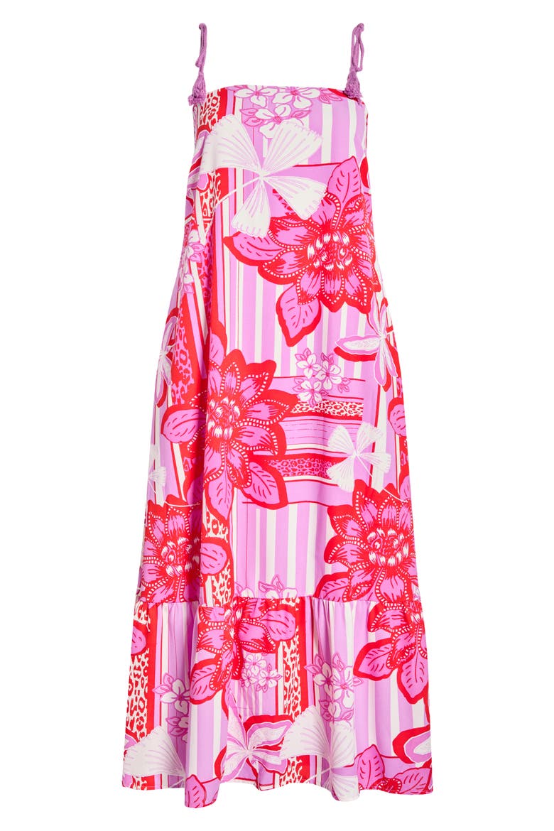 Barba Tropical Print Sleeveless Maxi Dress, Alternate, color, RED-WHITE