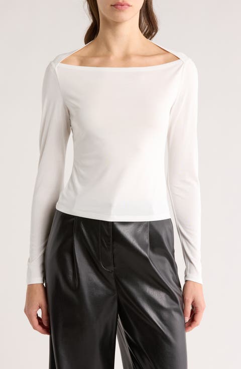 Boat Neck Long Sleeve Top