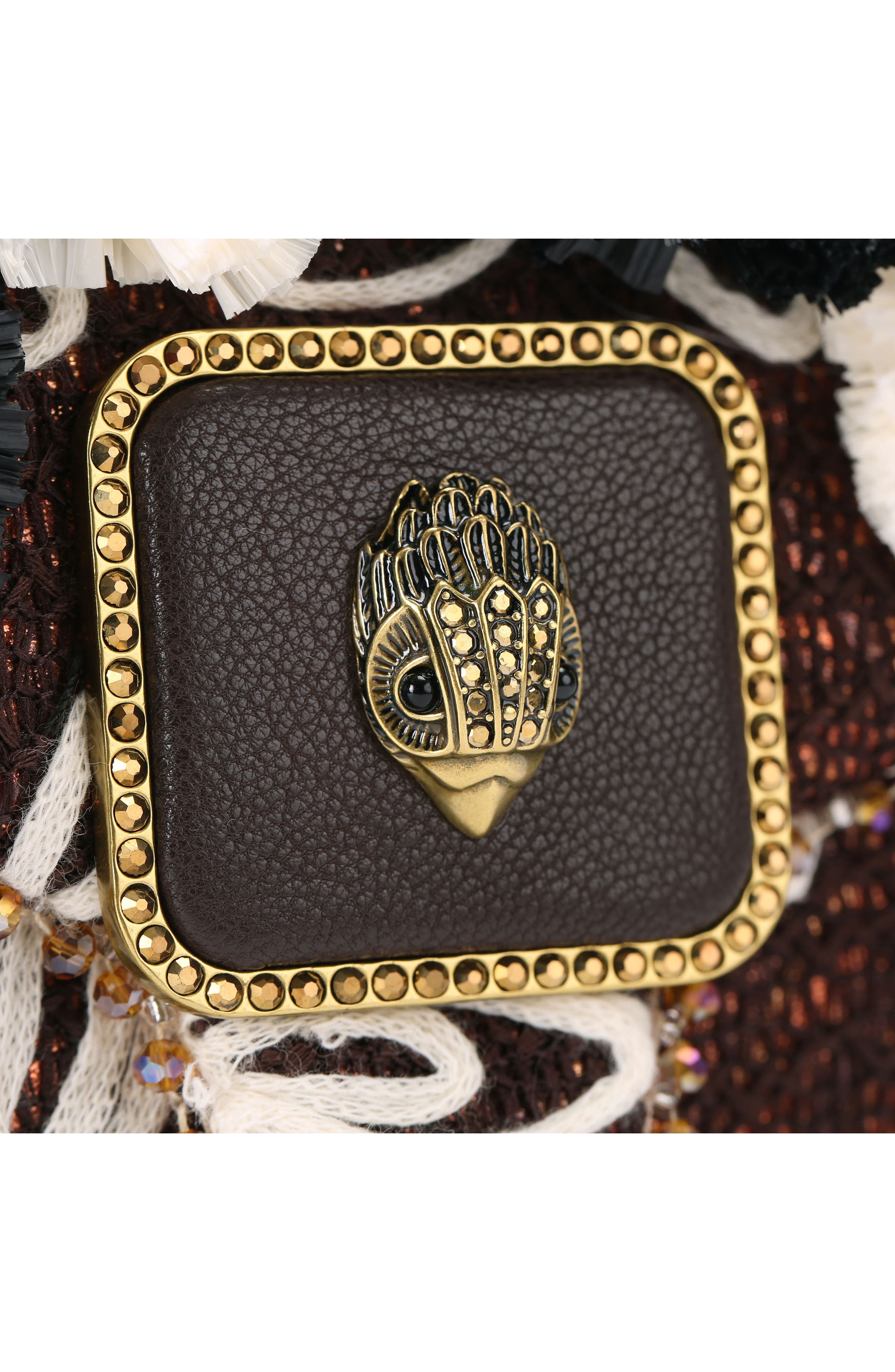 Kurt Geiger London Mini Floral Appliqué Clutch, Alternate, color, Brown