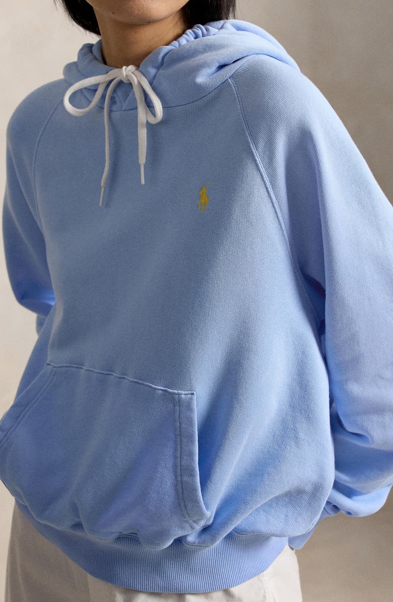 Polo Ralph Lauren Shrunken Fit Cotton Fleece Hoodie, Alternate, color, Baby Blue