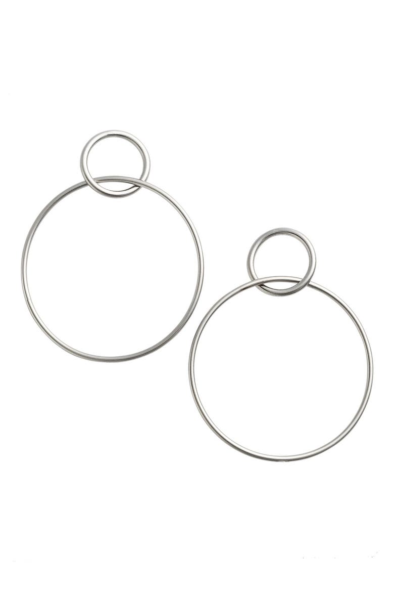 Double Wire Hoop Earrings, Main, color, SILVER