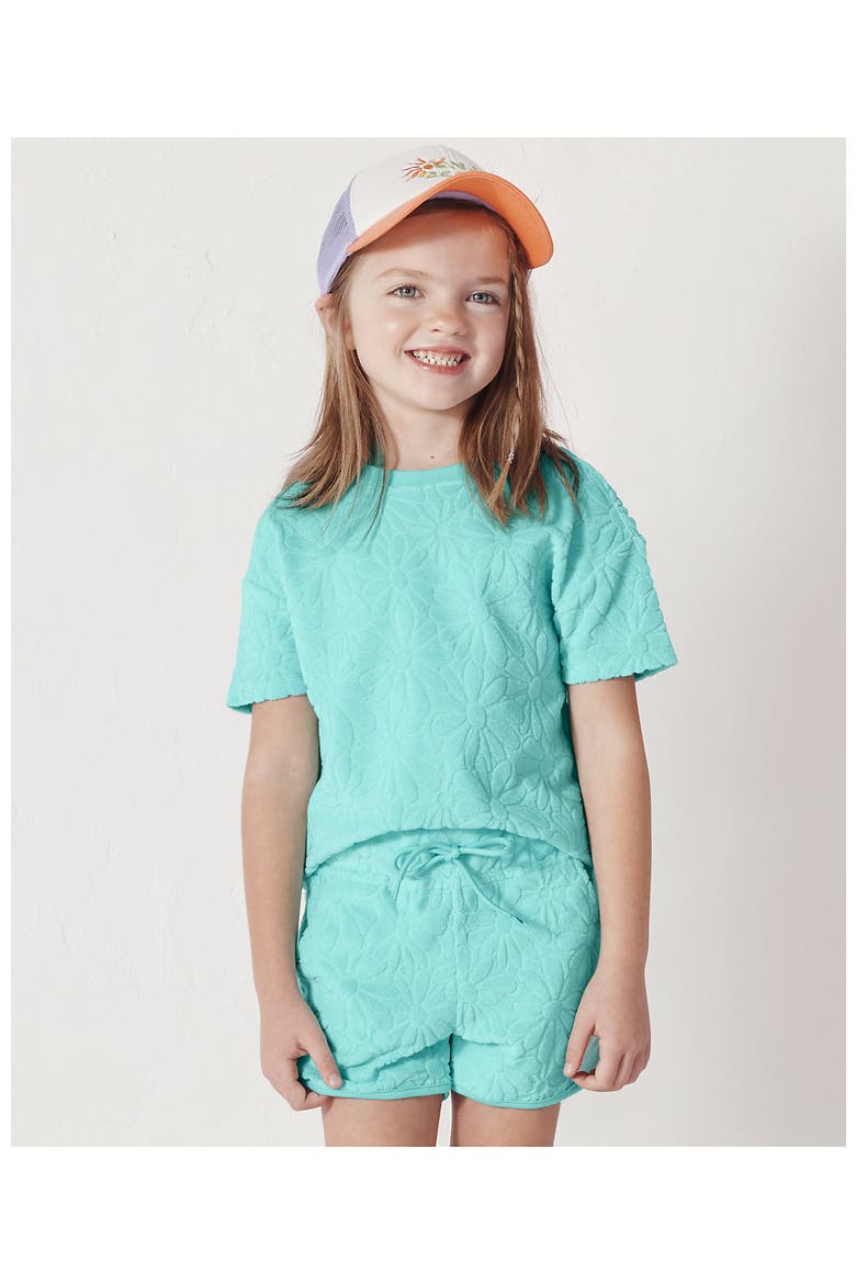 Girls Terry T-Shirt, Main, color, Baja Blue Daisies