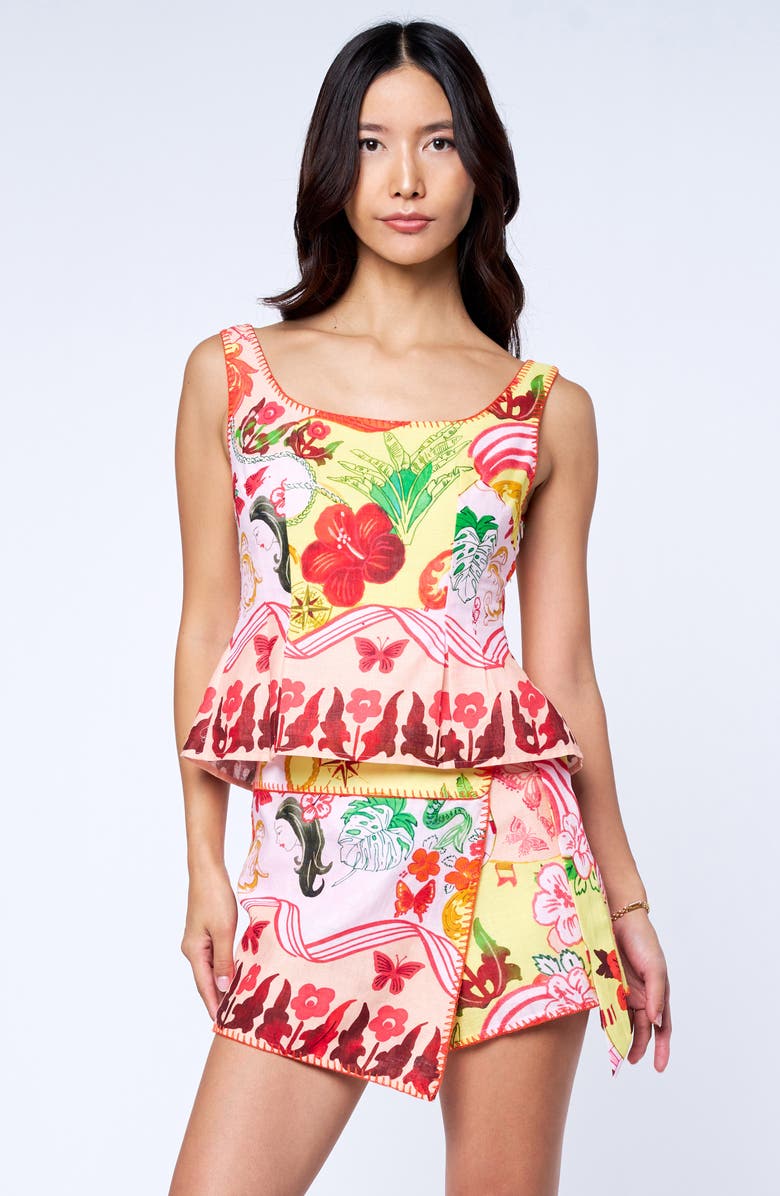 CIEBON Larissa Floral Print Tank, Alternate, color, Tangerine Multi