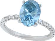 EFFY 14K White Gold Lab Grown Diamond & Lab Grown Blue Diamond Oval Ring