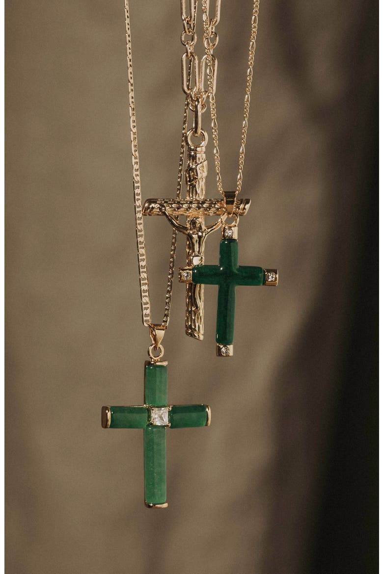 Giovanni Jade Cross Pendant Necklace, Alternate, color, GOLD