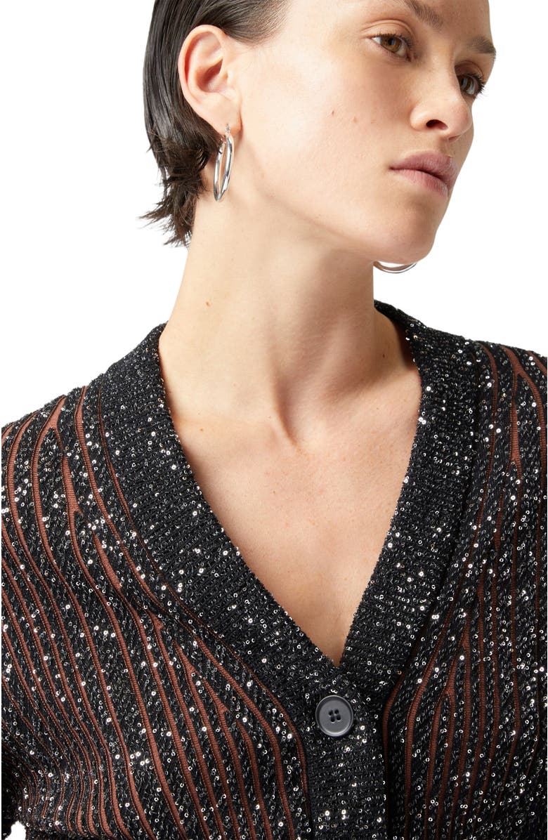 Missoni Ribbed Cropped Cardigan With Sequins And V-neck, Alternate, color, 