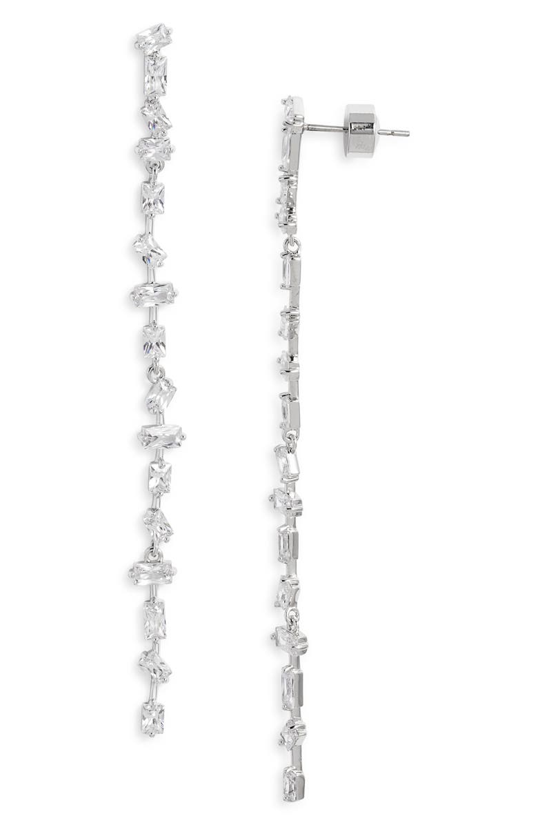 Nordstrom Dainty Mixed Cubic Zirconia Linear Drop Earrings, Main, color, Clear- Silver