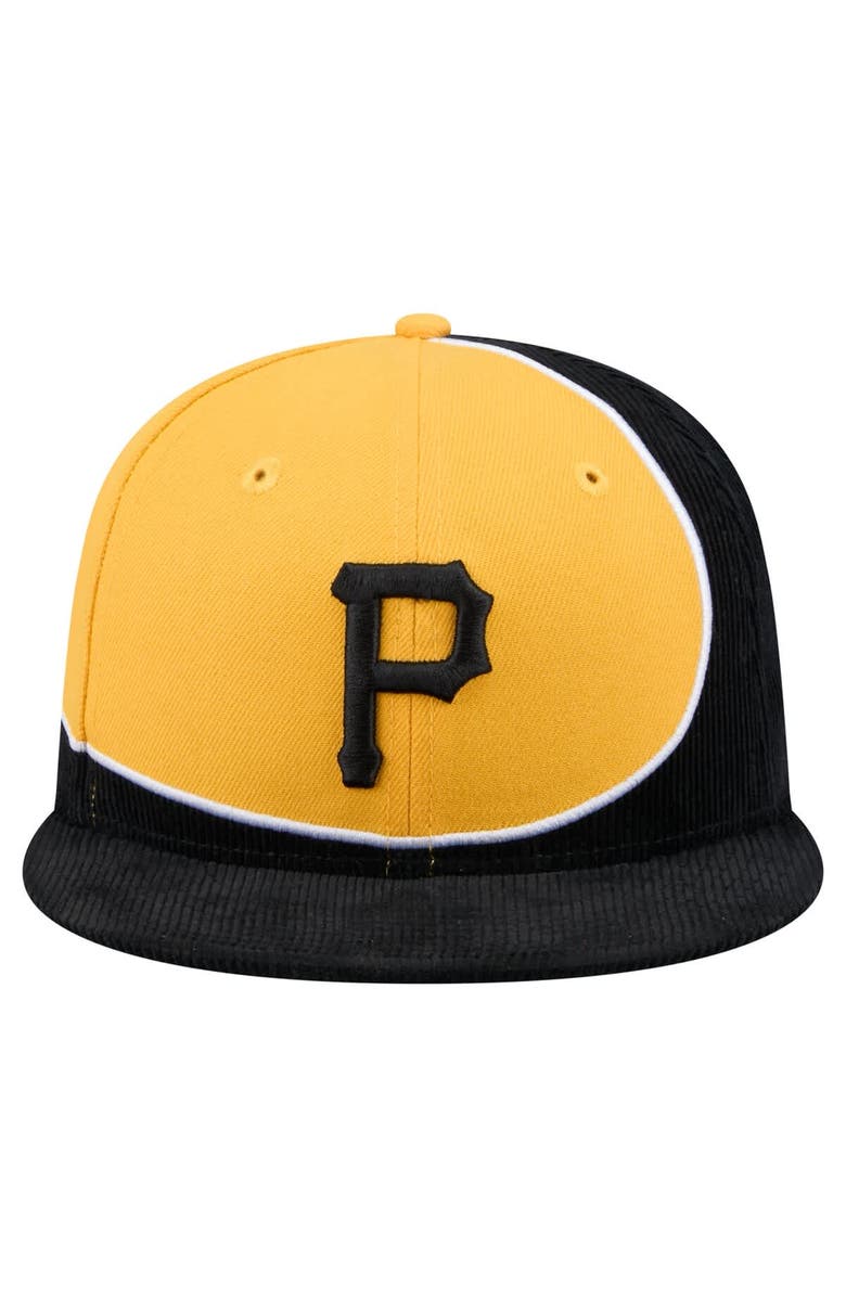 New Era Men's New Era Black/Gold Pittsburgh Pirates Retro Split Corduroy Snapback Hat, Alternate, color, Black