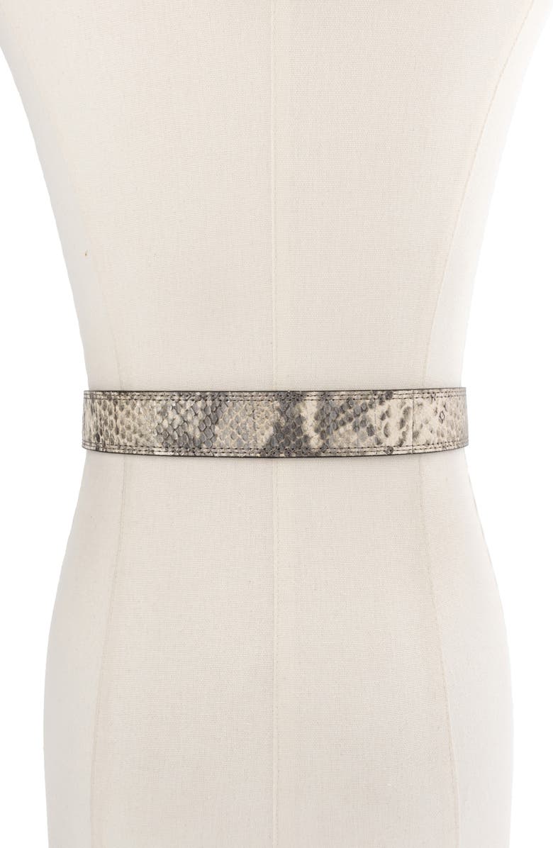 Kurt Geiger London Shoreditch Snakeskin Print Leather Belt, Alternate, color, Grey Multi