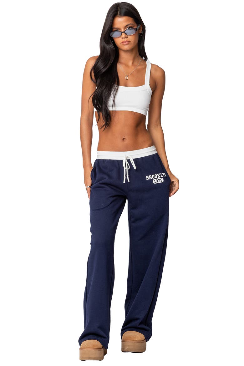 Brookie Cotton Graphic Sweatpants, Alternate, color, NAVY