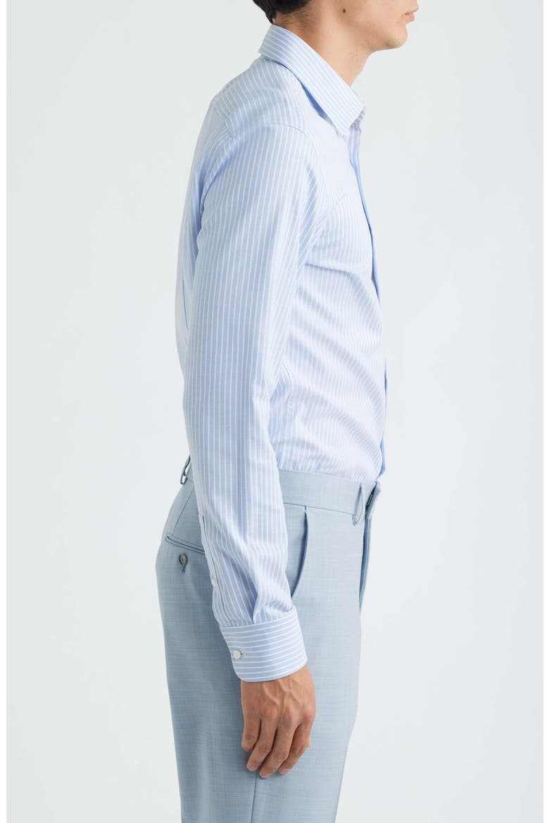 Hank Slim Fit Stripe Stretch Cotton Dress Shirt, Alternate, color, BLUE