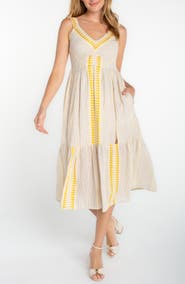 Liverpool Embroidered Sleeveless Midi Dress