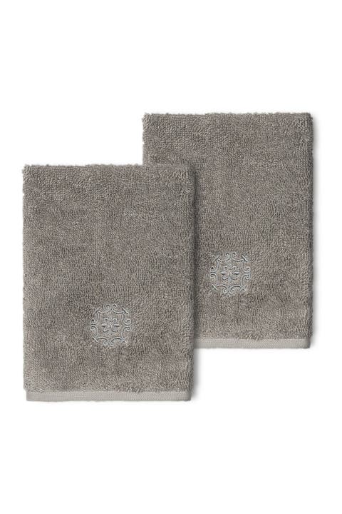 Alyssa Embellished Washcloth - Set of 2 - Dark Gray