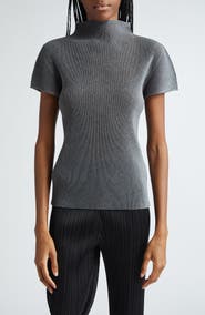 Pleats Please Issey Miyake Mist Basics Pleated Funnel Neck Top