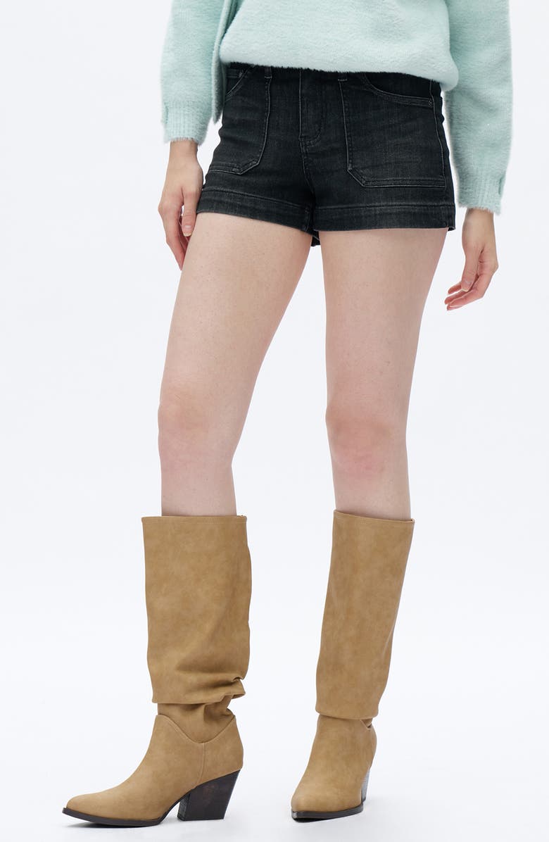 Bayeas Mid Rise Denim Shorts, Alternate, color, Black