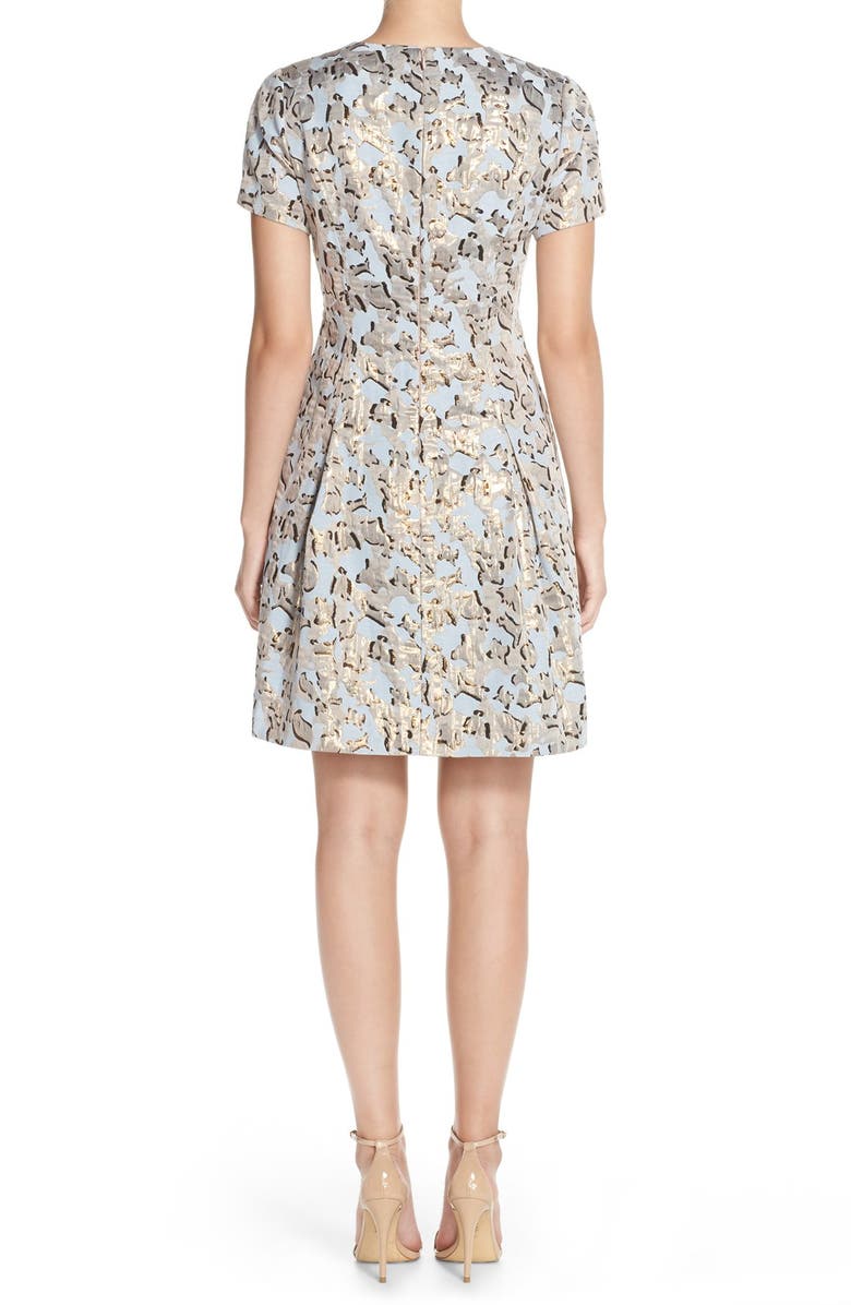 Vince Camuto Metallic Jacquard Fit & Flare Dress, Alternate, color, 