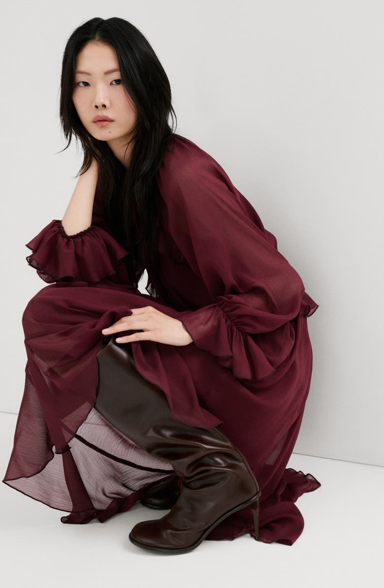 MANGO Ruffle Detail Long Sleeve Dress, Alternate, color,