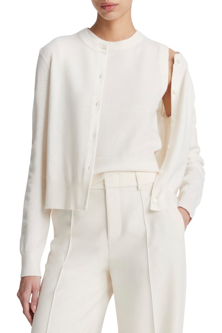 Wool & Cashmere Blend Button-Up Cardigan, Main, color, OFF WHITE