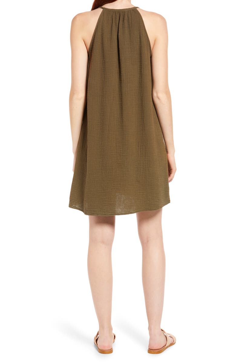 Maternal America V-Neck Cotton Trapeze Maternity Dress, Alternate, color, Aloe