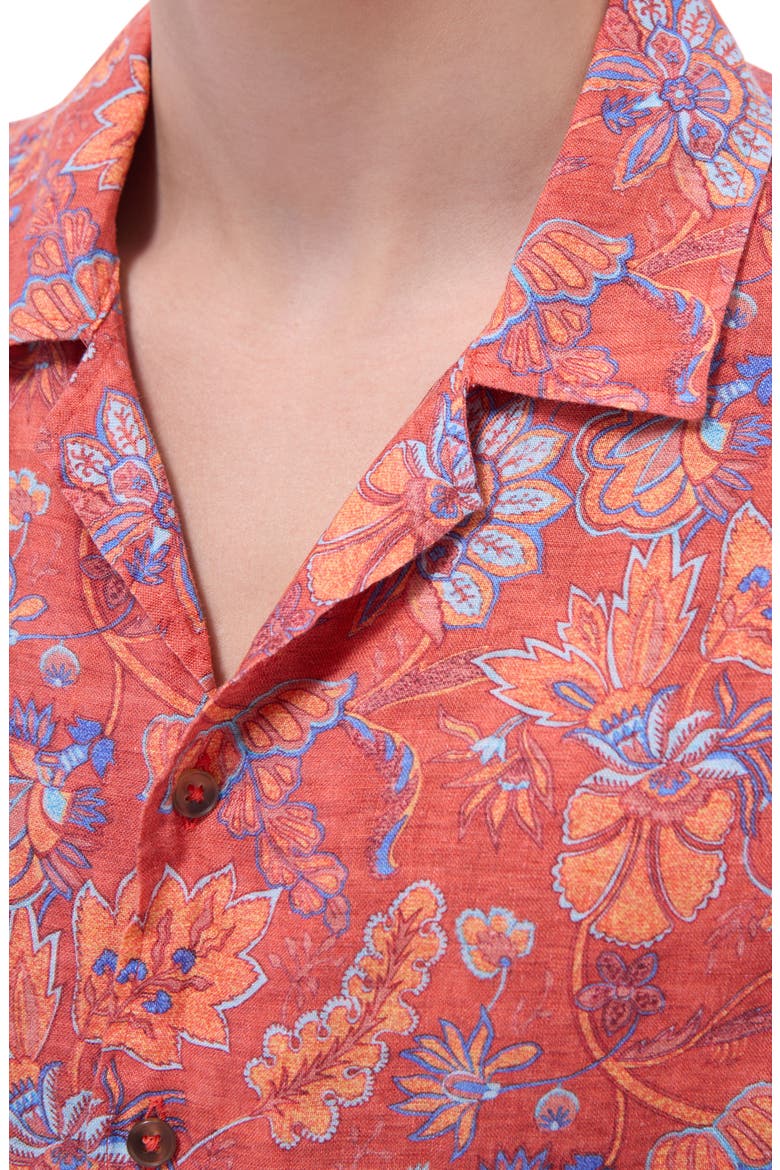 Jackson Floral Linen Camp Shirt, Alternate, color, PAPRIKA