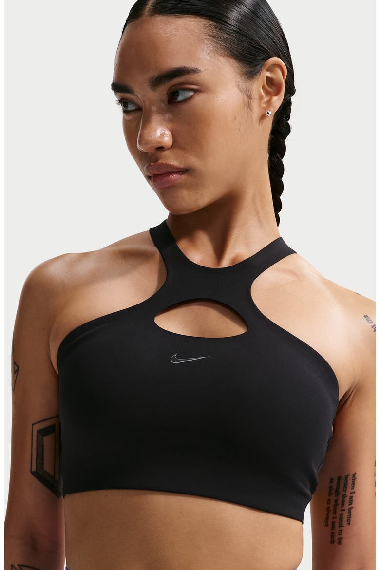 Universa Cutout Sports Bra, Alternate, color, BLACK/ ANTHRACITE