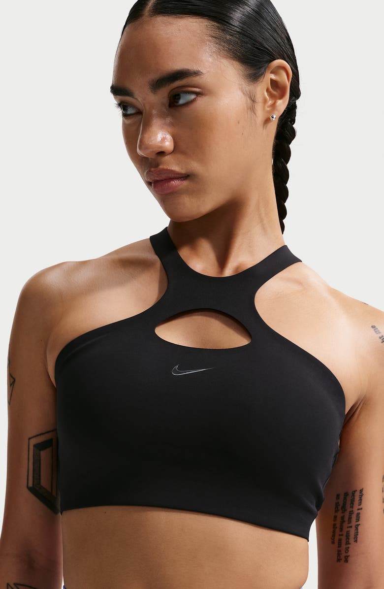 Nike Universa Cutout Sports Bra, Alternate, color, Black/ Anthracite