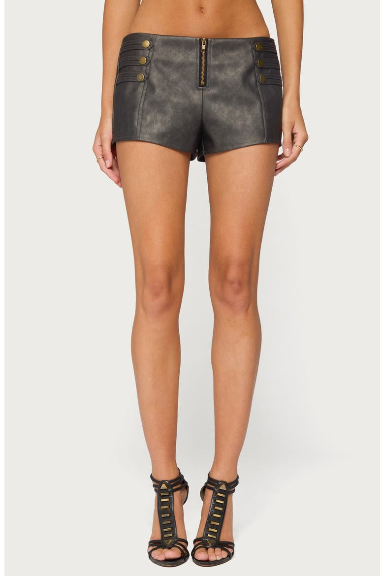 Harle Napoleon Faux Leather Shorts, Main, color, BLACK