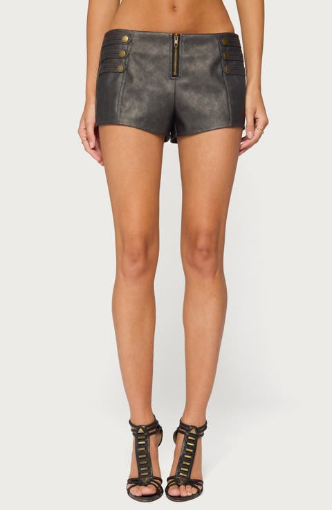 Harle Napoleon Faux Leather Shorts
