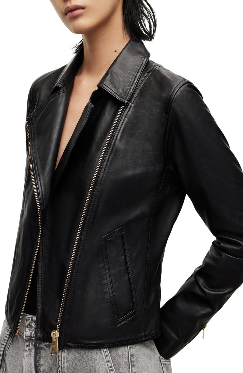 AllSaints Vela Leather Biker Jacket, Alternate, color,