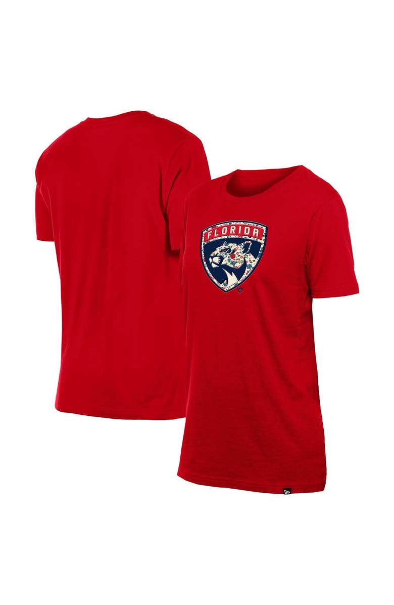 New Era Women's New Era Red Florida Panthers Glam Game Floral T-Shirt, Main, color, Red